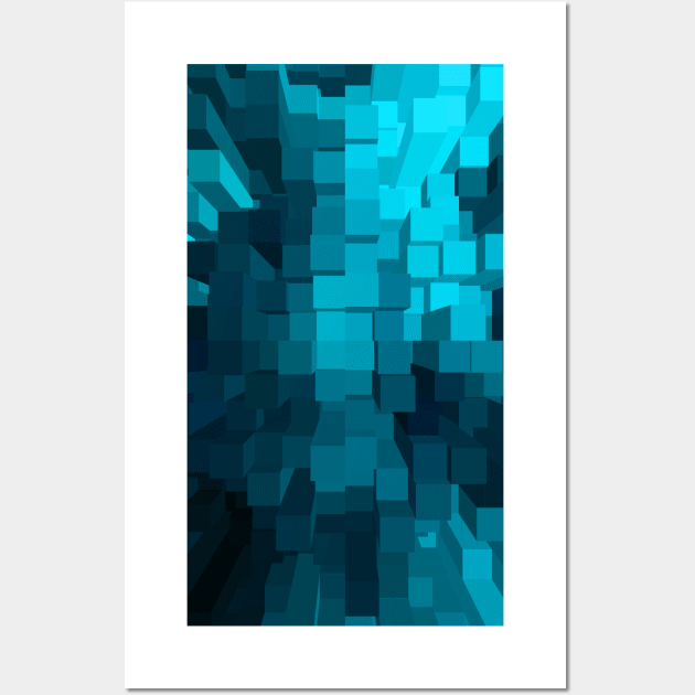 Blue Cubes Wall Art by piksimp
